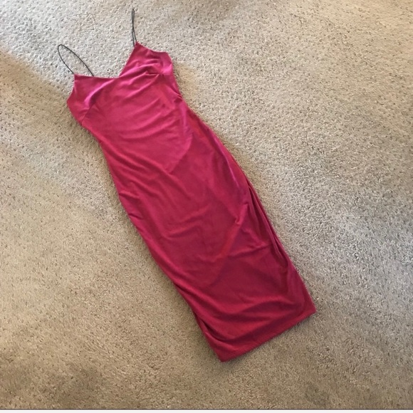 Lk New Windsor Red Suede Bodycon Midi Dress S - Picture 2 of 4